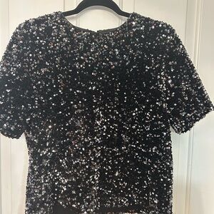Alex Marie Sequin Short Sleeve Top